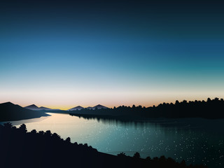 siluate river at evening