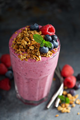 Berry smoothie in a tall glass