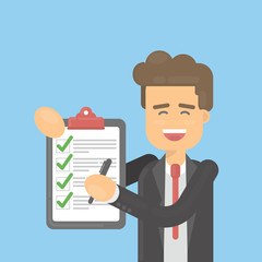 Businessman with check list.