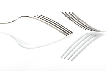 Concept with fork on white background V / The abstract concept of a simple subject