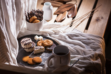 Tea with cookies. Still life