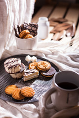 Tea with cookies. Still life