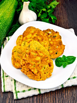 Flapjack chickpeas with basil in plate on board
