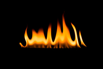 Fire flames. Black background.