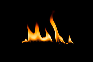 Fire flames. Black background.