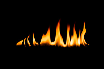 Fire flames. Black background.
