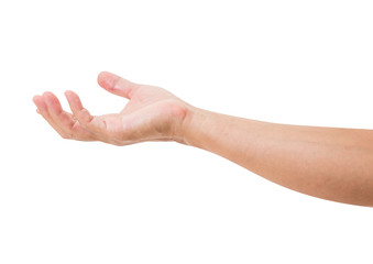 Man hand isolated on white background, clipping path