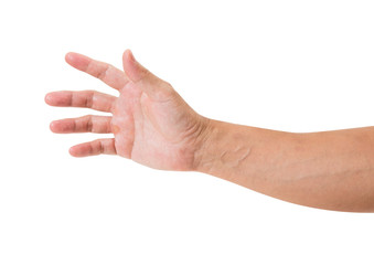 Man hand isolated on white background, clipping path