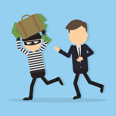 Thief stealing money.