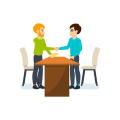 Obraz premium Meeting of two business partners in a quiet cozy atmosphere.