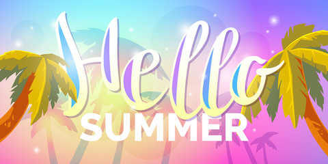 Fototapeta na wymiar Vector poster with lettering Hello summer
