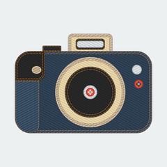Jeans Denim Style Camera | Editable creative vector illustration for additional element of web or printed product about photography or fashion clothing related project