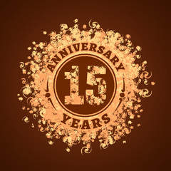 15 years anniversary vector illustration, banner, icon, sign, logo