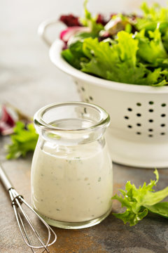 Homemade ranch dressing in a small jar
