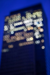 Soft blurred bokeh of an illuminated office block