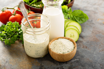 Making ranch dressing from a dry mix