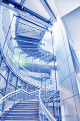 Staircase stainless - escalator inside view with no people.