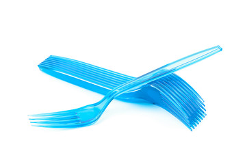 Pile of disposable forks isolated