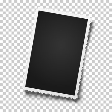 Realistic vector retro photo frame with figured edges