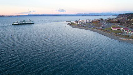 Ferry Leaves Mukilteo WA Clinton Ferry Terminal © CascadeCreatives