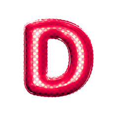 Balloon letter D 3D golden foil realistic alphabet