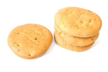 Bread from wheat flour isolated on white background.