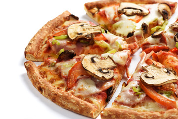 Obraz na płótnie Canvas pizza with mushrooms and pepperoni