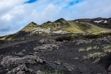 Fototapeta na wymiar Volcanic landscape in Lakagigar, Iceland