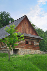Obraz premium typical old wooden house from Bardejov region, Slovakia