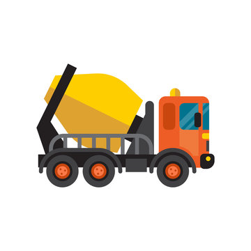 Concrete mixer truck cement industry equipment machine vector.