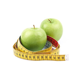 Apples tied with the measuring tape