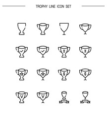 Trophy flat icon set.
