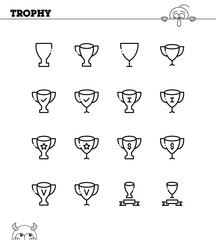Trophy flat icon set.