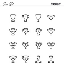 Trophy flat icon set.