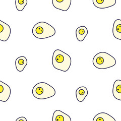 Eggs line icon seamless vector pattern.