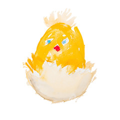 easter chick hatching isolated