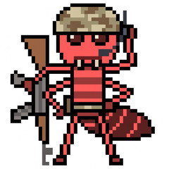 Fototapeta premium pixel art ant army