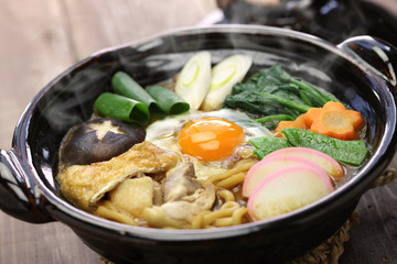 miso nikomi udon noodle soup, japanese food