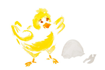 easter chick hatching isolated