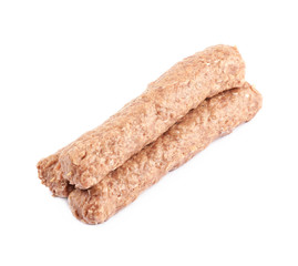 Raw kebab meat on a stick