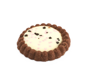 Single chocolate cookie isolated