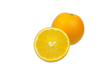 navel oranges on white background