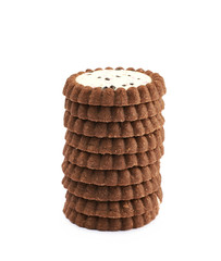 Pile of chocolate cookies isolated