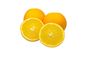 navel oranges on white background