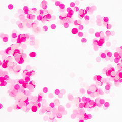 Background of pink paper confett with copy spacei, holiday/birthday concept