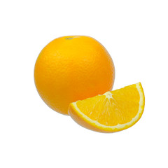 navel oranges on white background