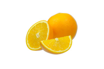 navel oranges on white background