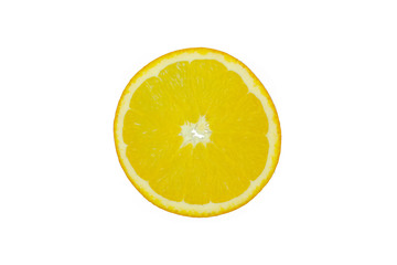 Slices of fresh Navel orange fruit isolated on white background