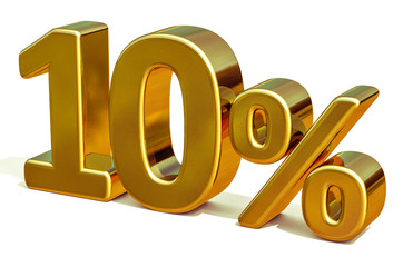 3d Gold 10 Ten Percent Discount Sign