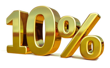 3d Gold 10 Ten Percent Discount Sign